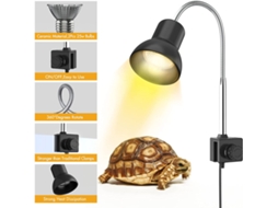 Rebe-lâmpada De Calor 25w Com Suporte Uva Uvb Para Répteis, Lagartos, Tartarugas, Serpentes E Aquário Com Clip Giratório 360° E Adaptador