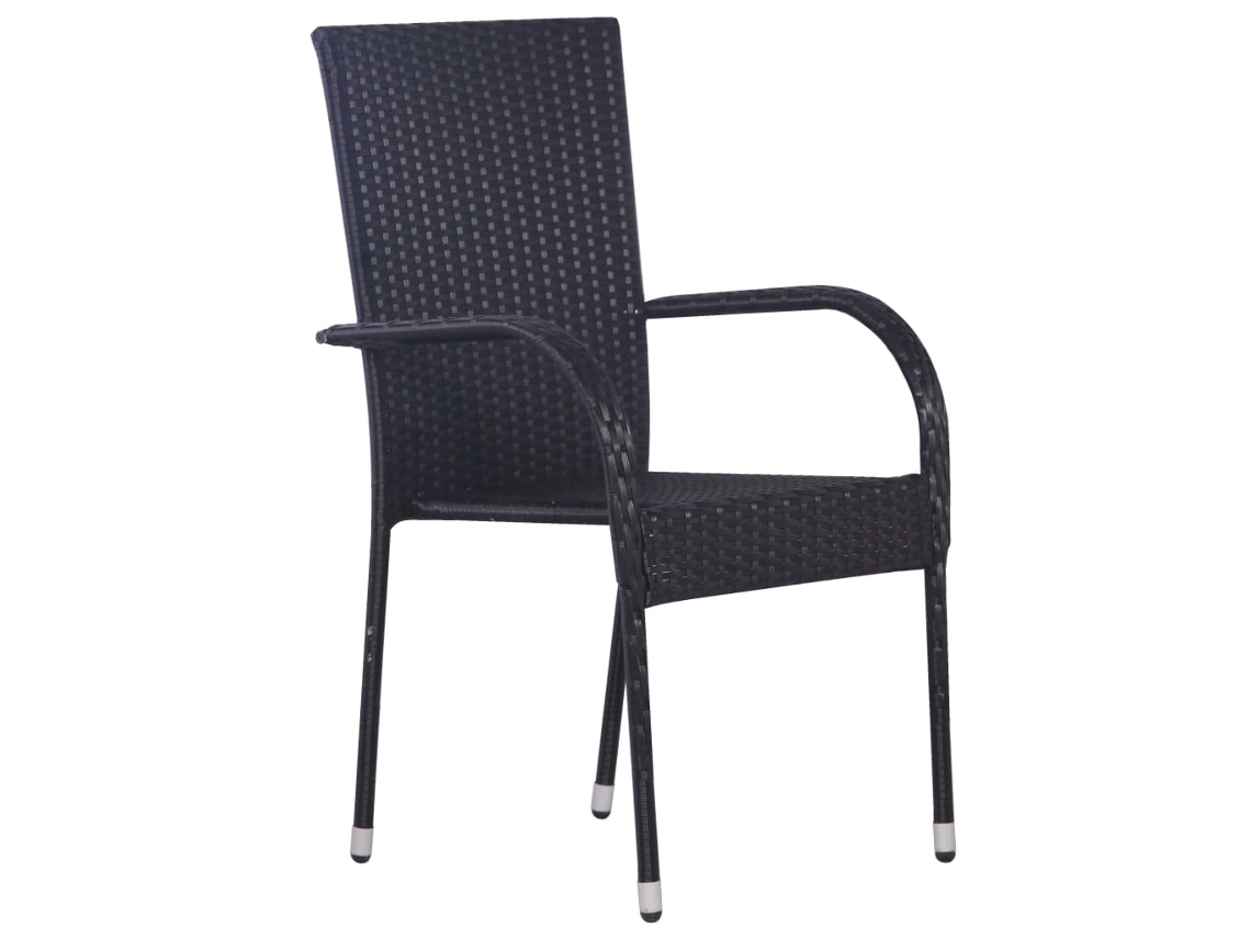 Cadeiras De Exterior Empilháveis 4 Pcs Vime Pe Preto Wsd264418 Adorável Casa