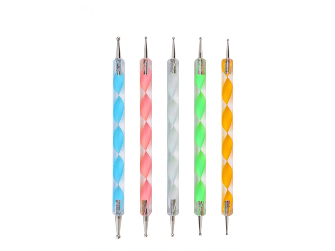 5pcs Caneta De Ponto 2 Way De Acrílico Com Design Espiral Para Arte De Unhas E Modelagem