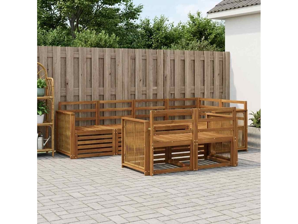 Vidaxl Conjunto De Sofá Sectional 6 Pcs Natural