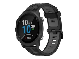 Bracelete de Smartwatch para Garmin Forerunner 245 20Mm Padrão Vertical Pulseira de Relógio de Silicone de Preto-Cinza VENISYMLIS