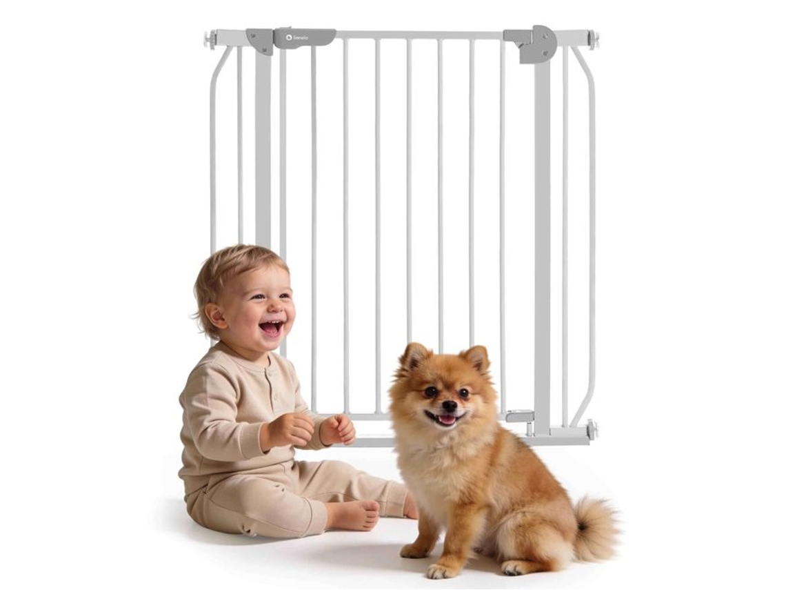 Grande Porta De Proteção Lionelo Truus Slim 75-105cm - Limiar 1,5cm - 2 Extensões - Fecho Automático Cinzento