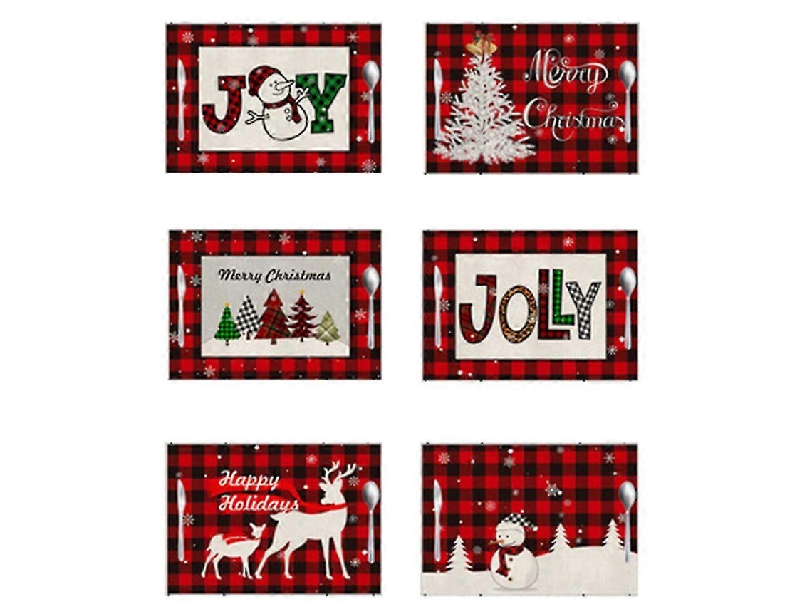 Jogo De 6 Jogos Americanos Natalinos, Com Boneco De Neve, Floco De Neve E Árvore De Natal. Resistentes Ao Calor. Hengjian