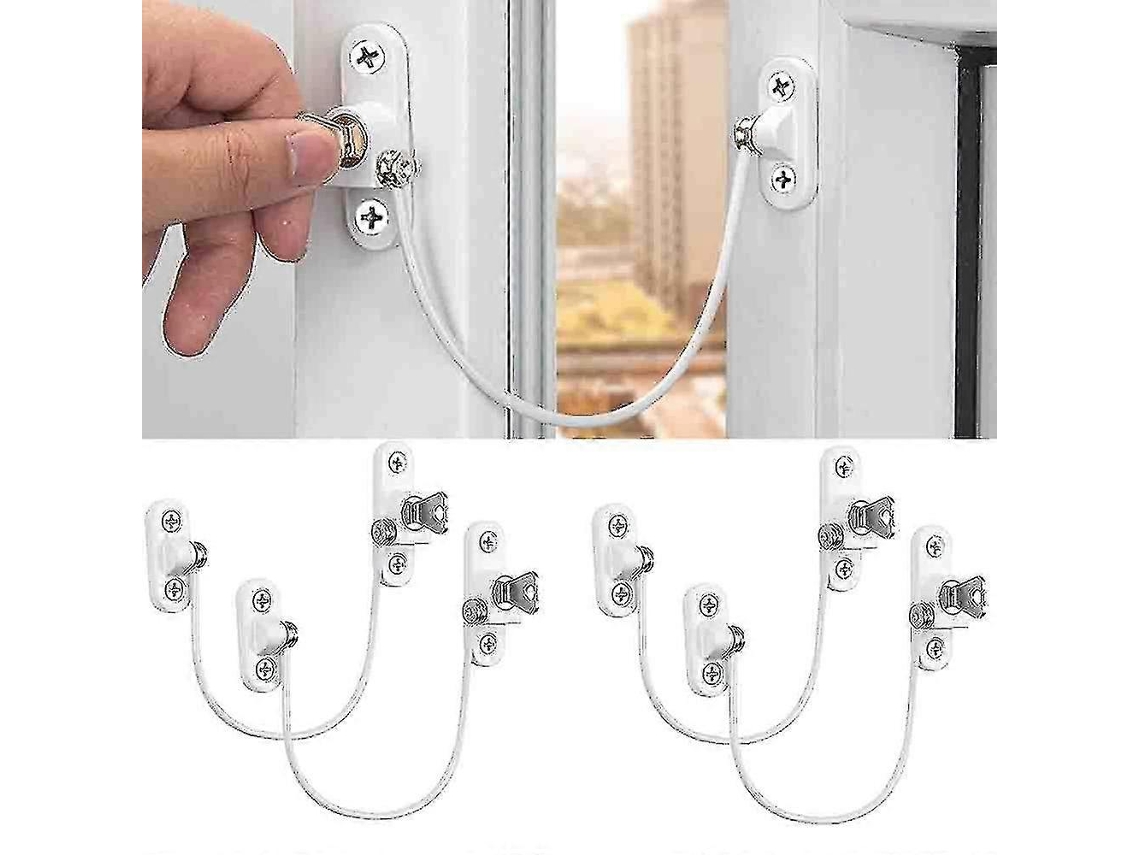4 Cerraduras de Seguridad para Ventanas Restrictoras de Bebé Locks de Puertas Y Ventanas Antirrobo Instalación Fácil Blanco
