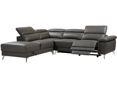 Sofá LINEA SOFA Pascaline (Pele - Cinzento - 96x277x244 cm)