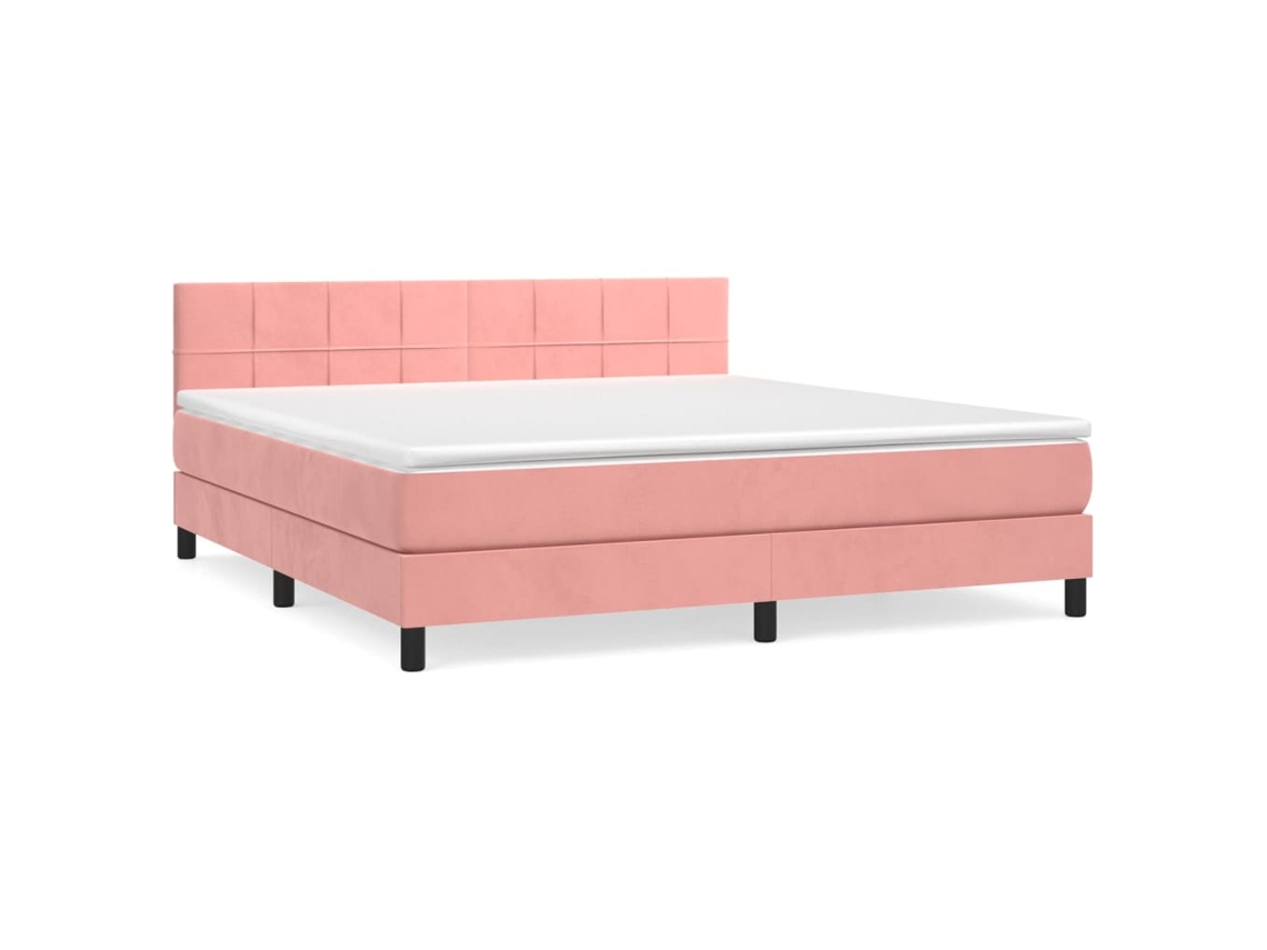 Cama com Molas/colchão 160x200 Cm Veludo Rosa MAISON EXCLUSIVE