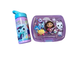Conjunto De Refeições Infantil Gabby E A Casa Mágica Com Estojo Para Lanche E Garrafa De 420ml Plástico Roxo Para Escola Eurobaq