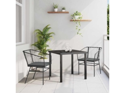Vidaxl Conjunto de Jantar para Jardim 3 Pcs Preto Vime Pe