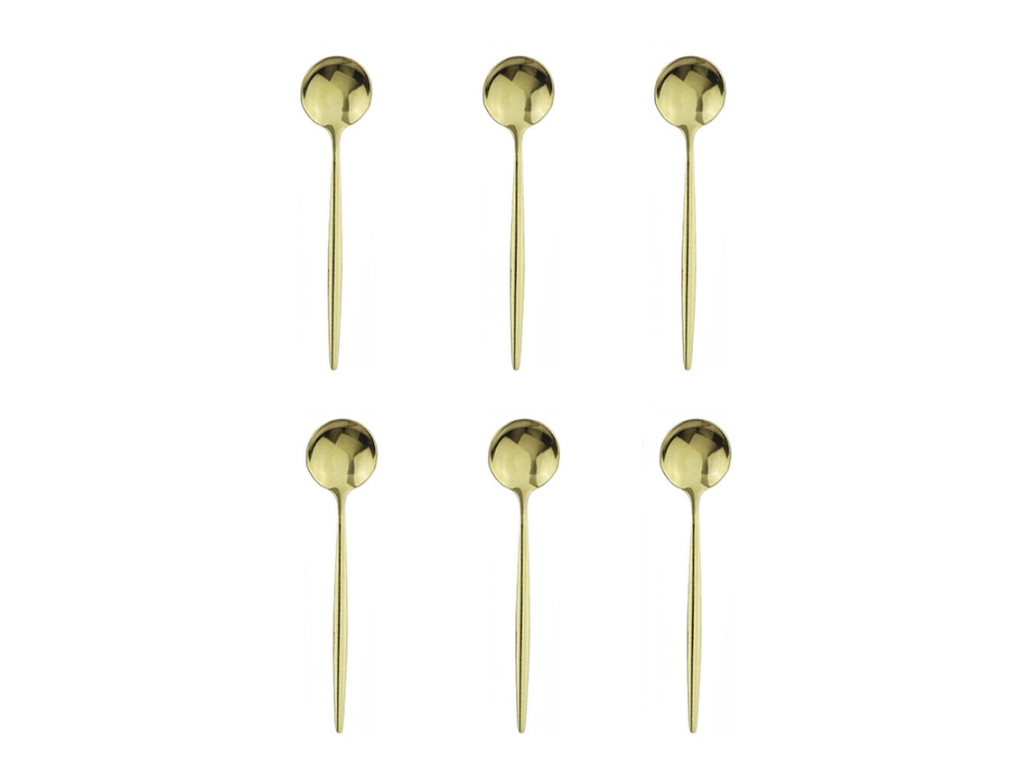 Conjunto de 6 Colheres Pequenas de Aço Inoxidável, Colheres de Servir Pretas e Douradas. MDUG (champanhe)