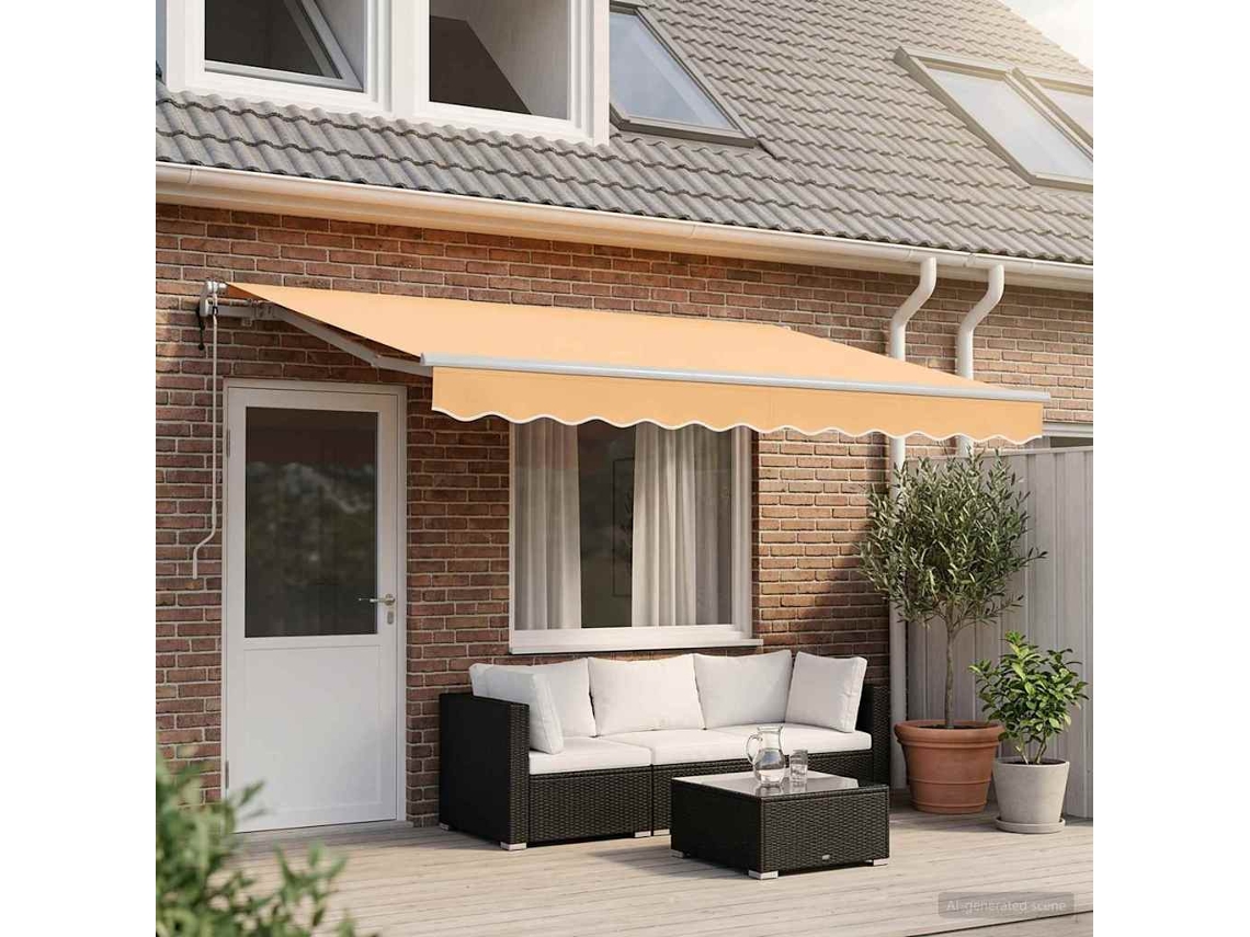 Vidaxl Toldo Retrátil Areia 400 × 350 Cm Tecido E Alumínio