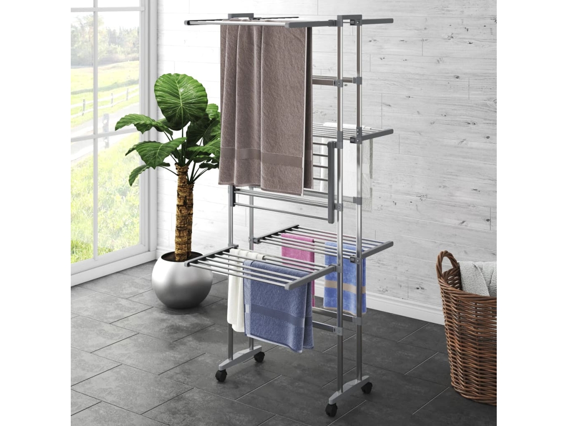 Vidaxl Estendal Com 3 Prateleiras/rodas 60x70x129 Cm Prateado
