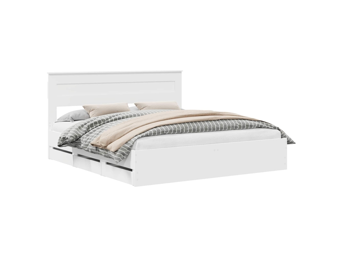 Estrutura de Cama MAISON EXCLUSIVE Branco 200 X 200 cm Madeira de Engenharia