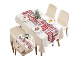 Runner de Mesa Vermelho Tartan de Natal, Algodão, Lavável, com Franja
