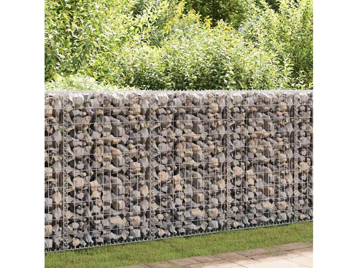 Vidaxl Muro Gabião Com Tampas Aço Galvanizado 900x50x100 Cm