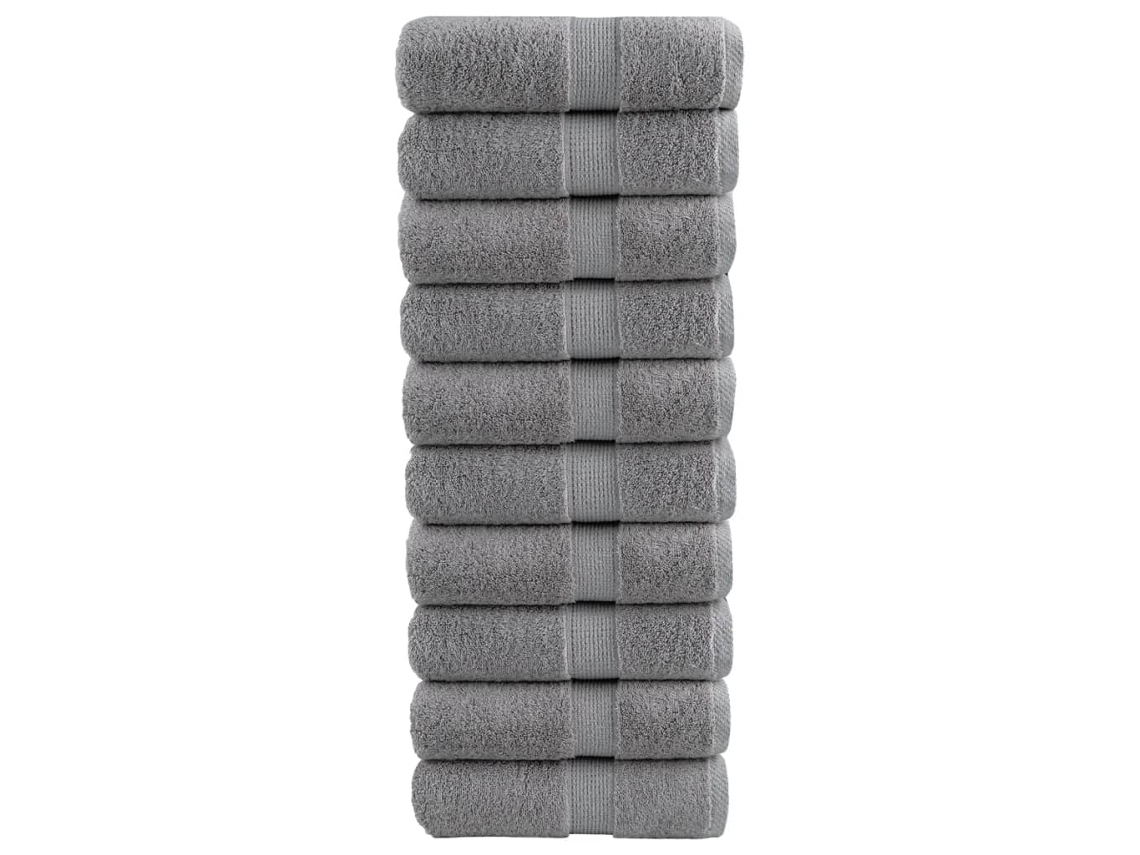 Vidaxl Toalhas De Rosto Premium Solund 10 Unidades Cinza 30x30 Cm 600 G/m²