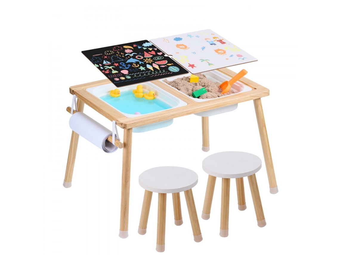 Mesa Sensorial Infantil Completa Com Bancos, Caixas, Papel E Armazenamento Tekmaquinas