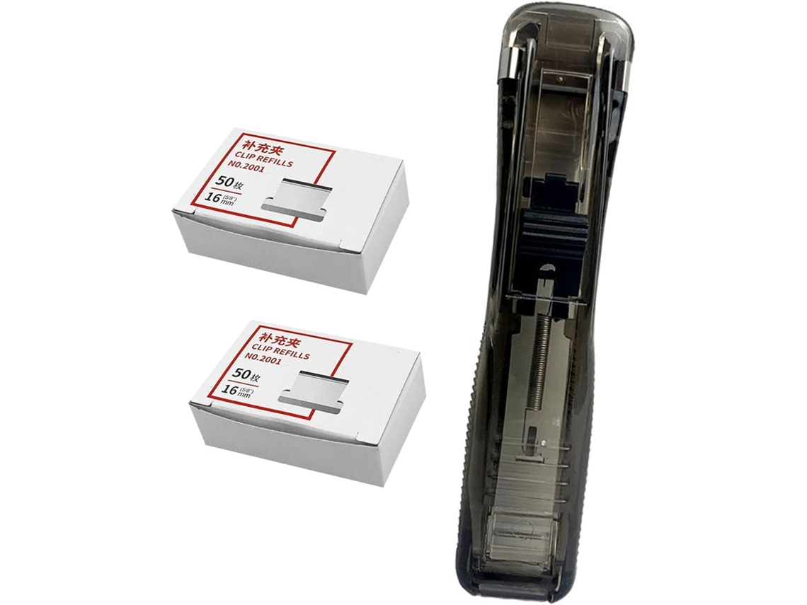 Preto Portátil Grampeador Com 100 Grampos Recarregáveis E Pin Dispenser Documentos, Artigos Organizador