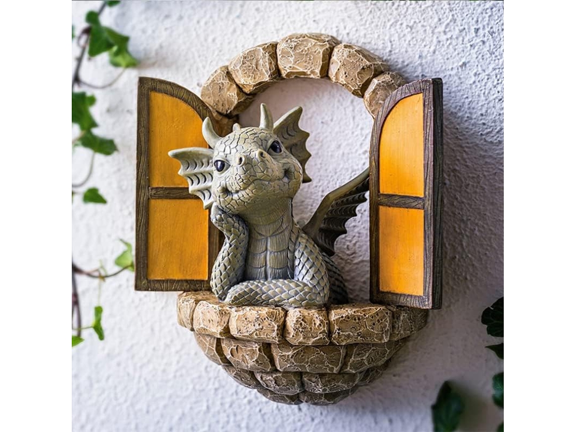 Estátuas De Dragão Exclusivas Para Jardim, Resina De Alta Qualidade, Fundida À Mão E Pintada, À Prova Dágua, Anti Saco, Ornamento Fofo De Dragão, Dec