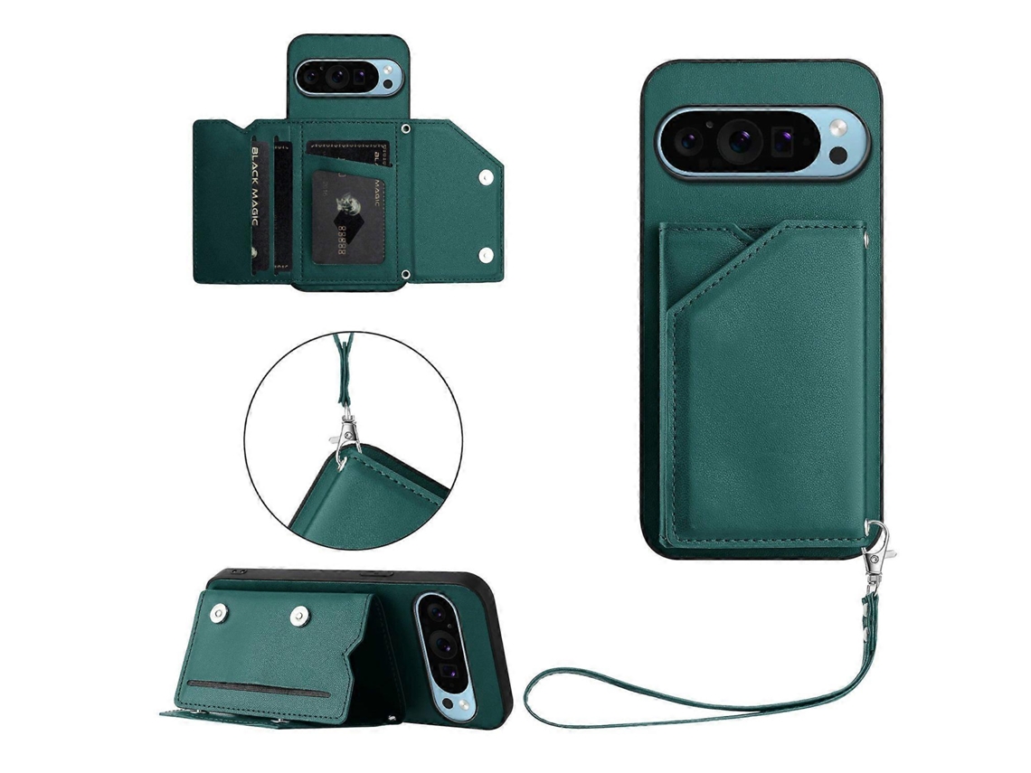 Capa Para Google Pixel 9 Com Suporte Para Cartão E Suporte Para Celular Com Alça De Pulso
