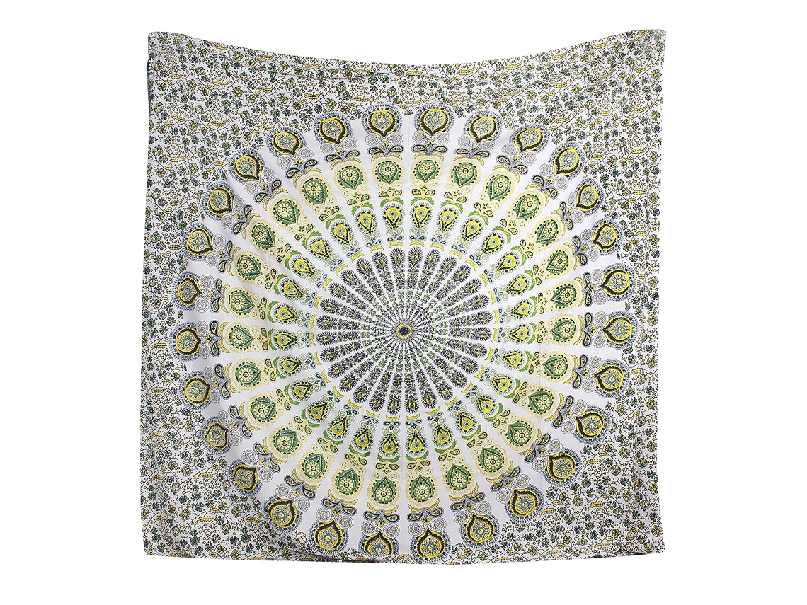 Tecido Mandala Floral Pano de Parede em Ouro RNEMITERY