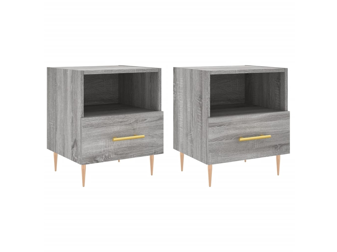 Bedside Cabinet, Bedside Cabinets Vidaxl Cinzeto Madeira Processada (n/a)