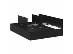 Cama De Casal | Camas Para Quarto | Estrado De Cama Com Arrumação Carvalho Preto 140 X 190 Cm