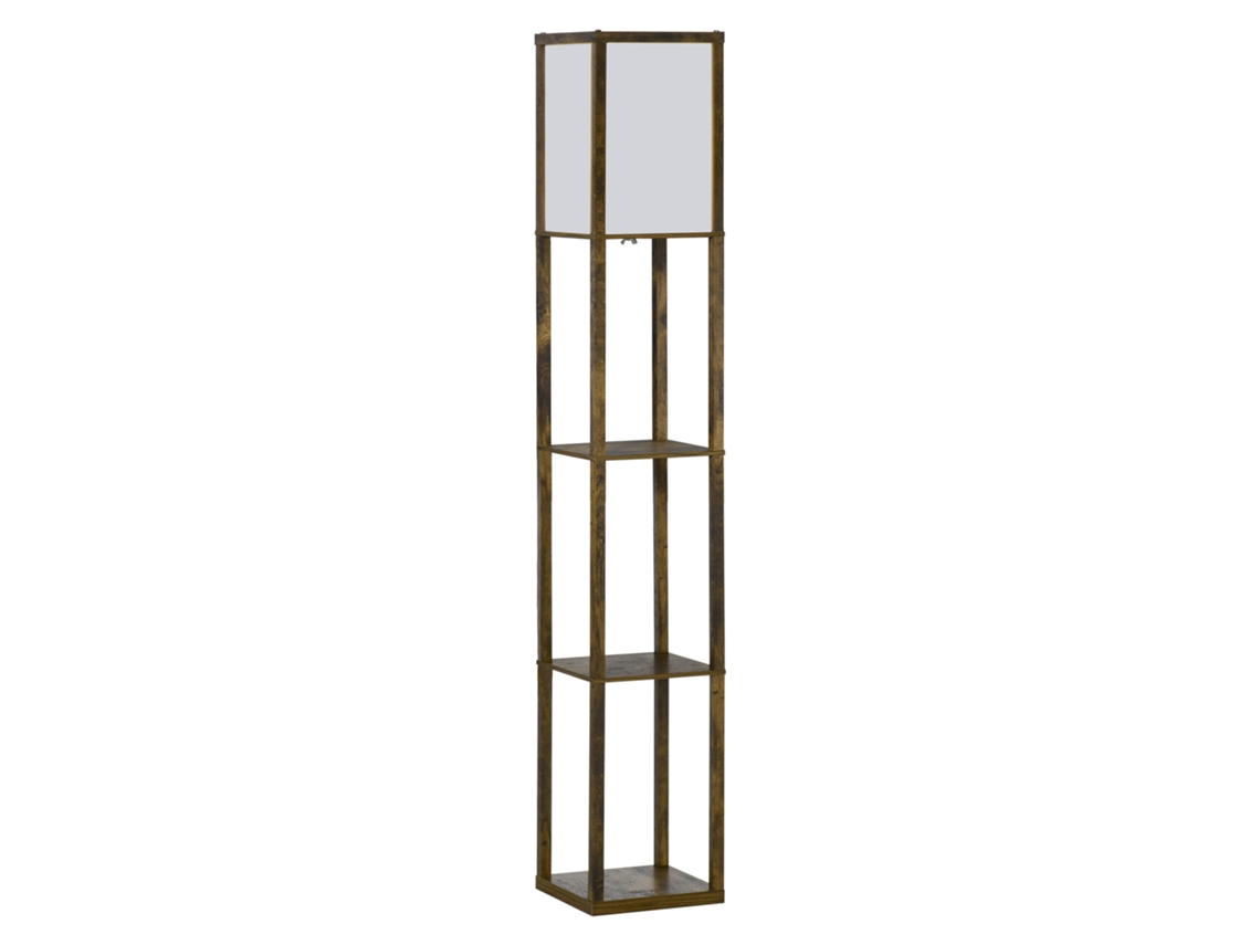 Candeeiro de Pé Mdf e Acrílico Cor Castanho Rústico 26x26x160 cm Homcom