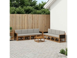 Vidaxl Conjunto De Sofás Para Exterior 7 Pcs Natural E Cinzento-claro