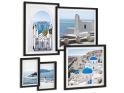 Pinturas Murais Modernas Pinturas Relaxantes De Água Zen Moldura Preta Quadros Para O Escritório Espelharte (conjunto De 5 Imagens)