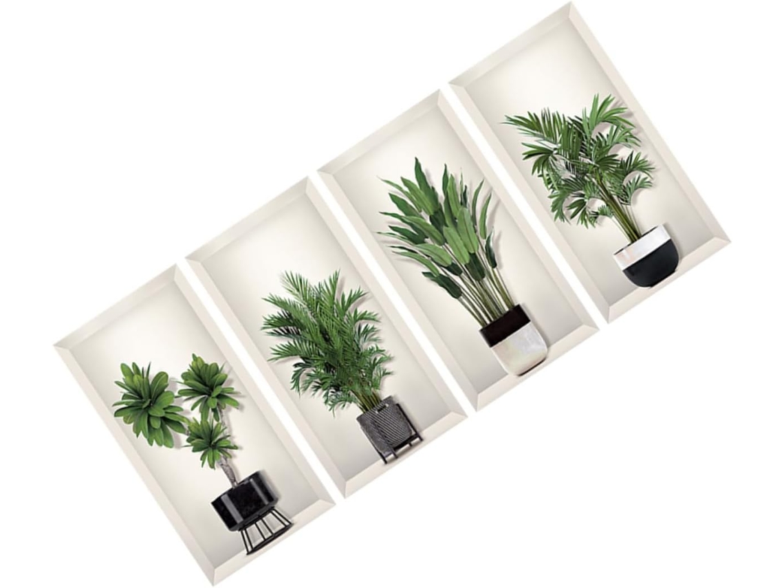 Adesivo Parede 3d Pvc Planta Verde Fácil Seguro Design Flores Ideal Decoração Criativa Quartos Paredes Usar GOKOCO
