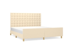 Estrutura de Cama 160x200 Cm Tecido Cor Creme MAISON EXCLUSIVE