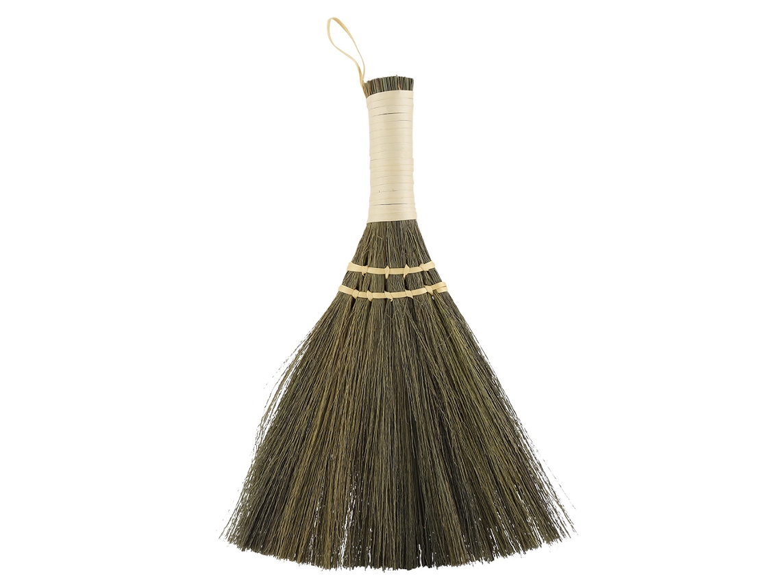 Baok - Vassoura pequena de palha trançada à mão para limpeza de pisos, remoção de pó e uso doméstico, macia e antiestática.