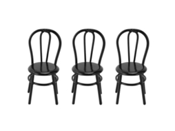 Mali 3pcs Cadeiras Miniatura em Metal 1:12 para Casinha de Bonecas Decoração Preto