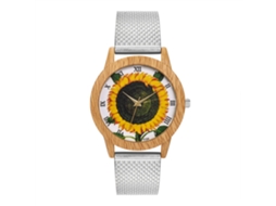 Reloj De Cuarzo Unisex Casual Con Correa De Silicona Y Dial Girasol (plateado)