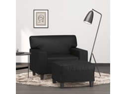 Vidaxl Poltrona Com Apoio De Pés Couro Artificial 60 Cm Preto