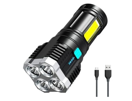 Lanternas Led Lanterna Portátil Super Brilhante De Quatro Núcleos Holofote De 4 Modos Com Luz Lateral Cob À Prova Dá