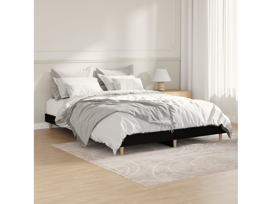 Vidaxl Estrutura De Cama 140x190 Cm Derivados De Madeira Preto