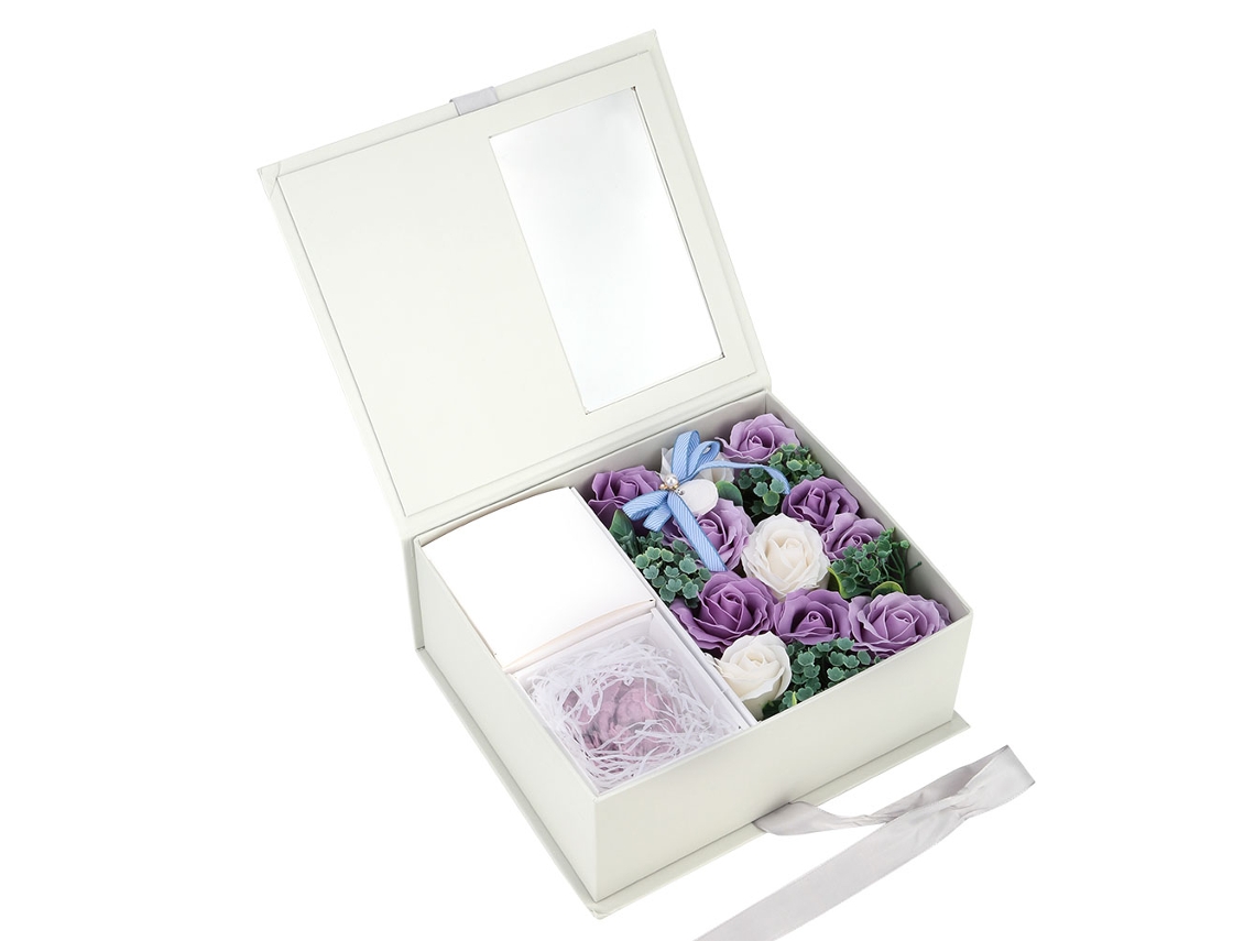 Sábão Ângel Forma Flor Rosa Artesanal Presente Romântico Roxo Caixa