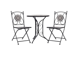 Conjunto de 3 peças Bistro Em Mosaico Azulejos Cinzento Dkd Home Decor