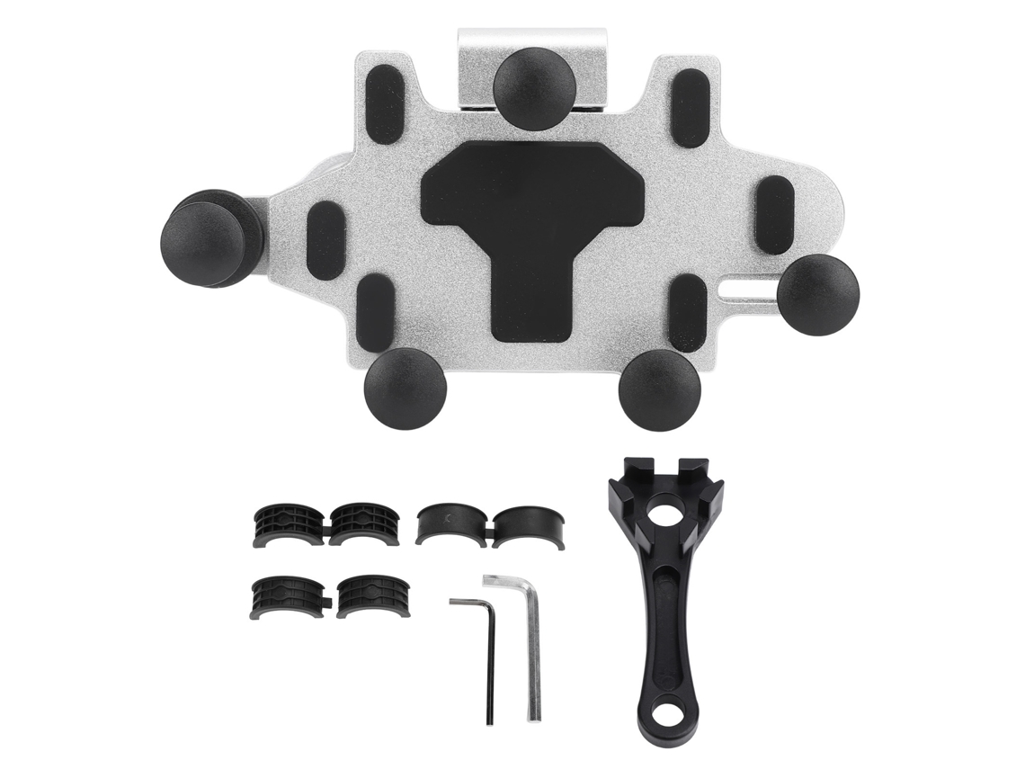 Suporte De Telefone Para Moto Ajustável Com 5 Garras Rotativo E Amortecimento Silicone Prata