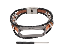 Pulseira de couro trançado para Xiaomi Mi Band 6/5 NFC