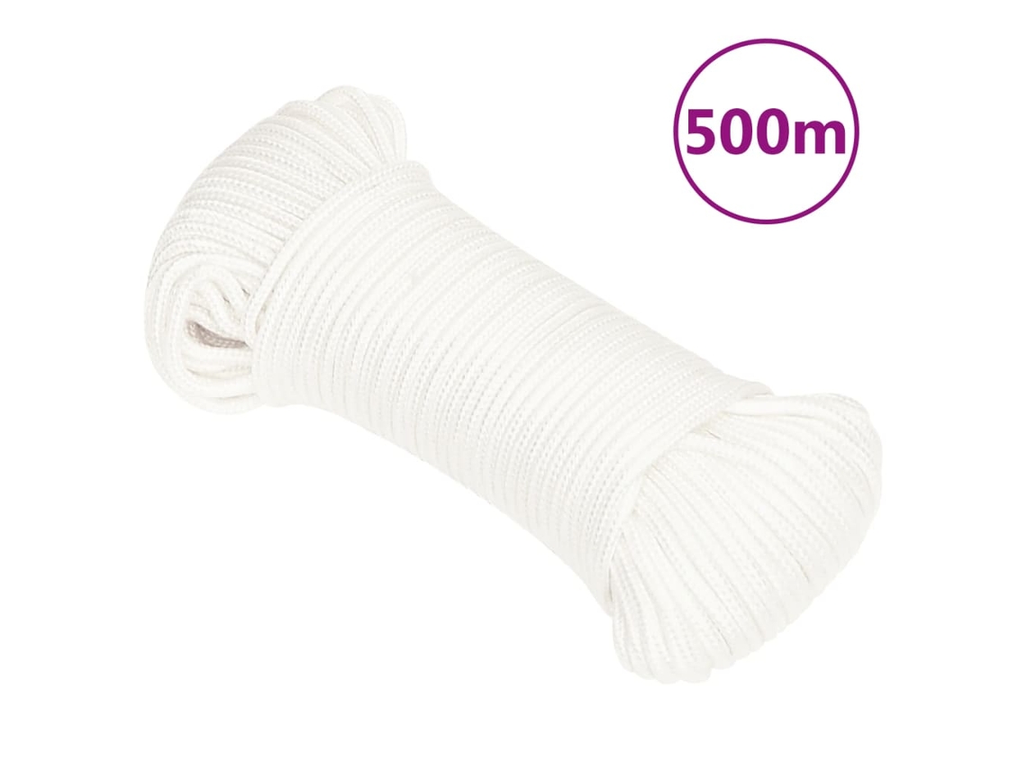Vidaxl Corda De Barco 5 Mm 500 M Polipropileno Branco Completo