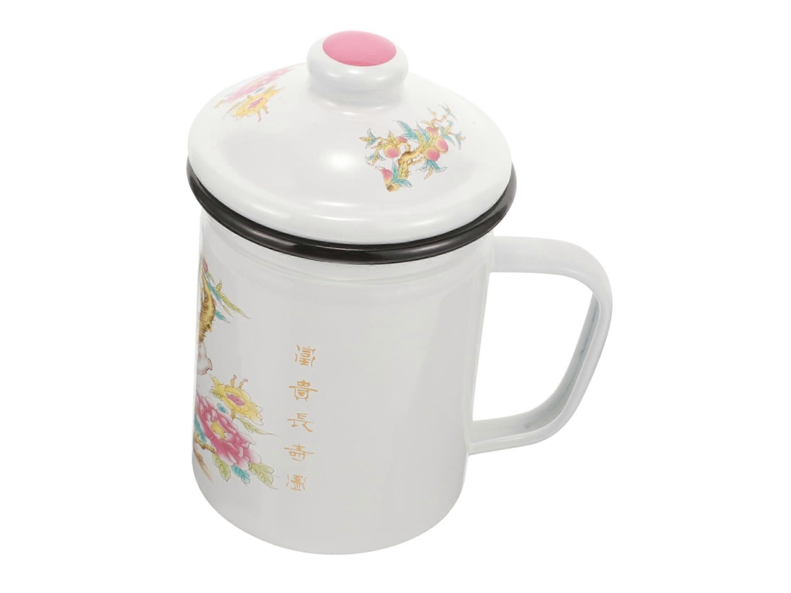 Xícara De Chá Vintage Esmaltada Com Infusor, Caneca De Café Retrô De 9 Cm Com Alça Resistente E Antiescaldante.