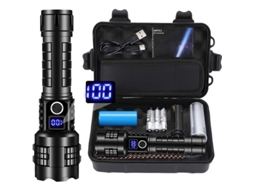 Lanterna Tática Recarregável Display Digital Kit Presente 5000mah