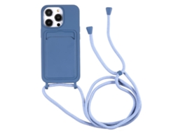 Suporte Casa Quedas Cartões Pega Para Iphone 14 Pro Max Silicone Anti-choque Azul