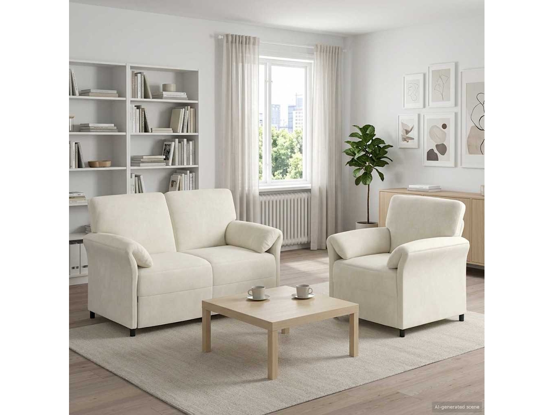 Vidaxl Conjunto De Sofás 2 Unid. Creme Veludo