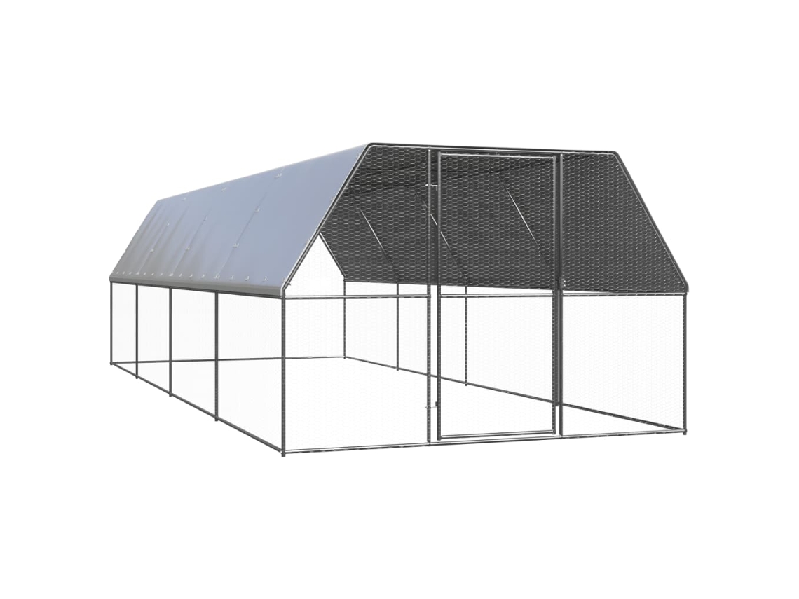 Vidaxl Galinheiro De Exterior 3x8x2 M Aço Galvanizado