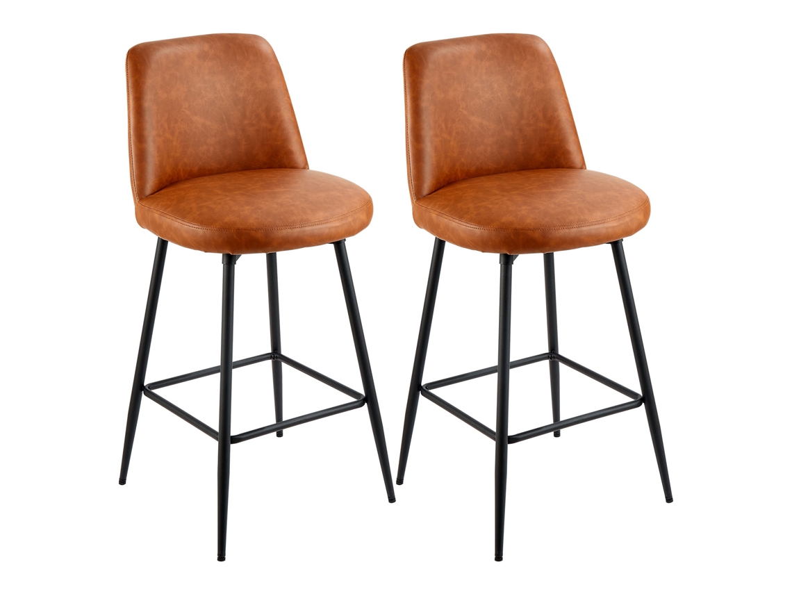 Banco Alto Vevor Castanho Com Encosto E Rotação De 360graus 495 X 550 X 980 Mm 2 Peças