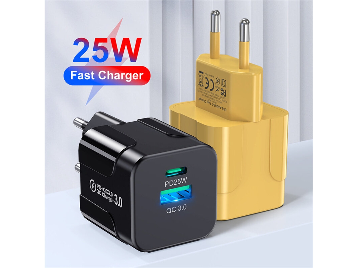Carregador De Parede Bk317 Pd25w Com 2 Portas Usb Pd (usb-a Usb-c), Carregamento Rápido Qc3.0, Ficha Europeia