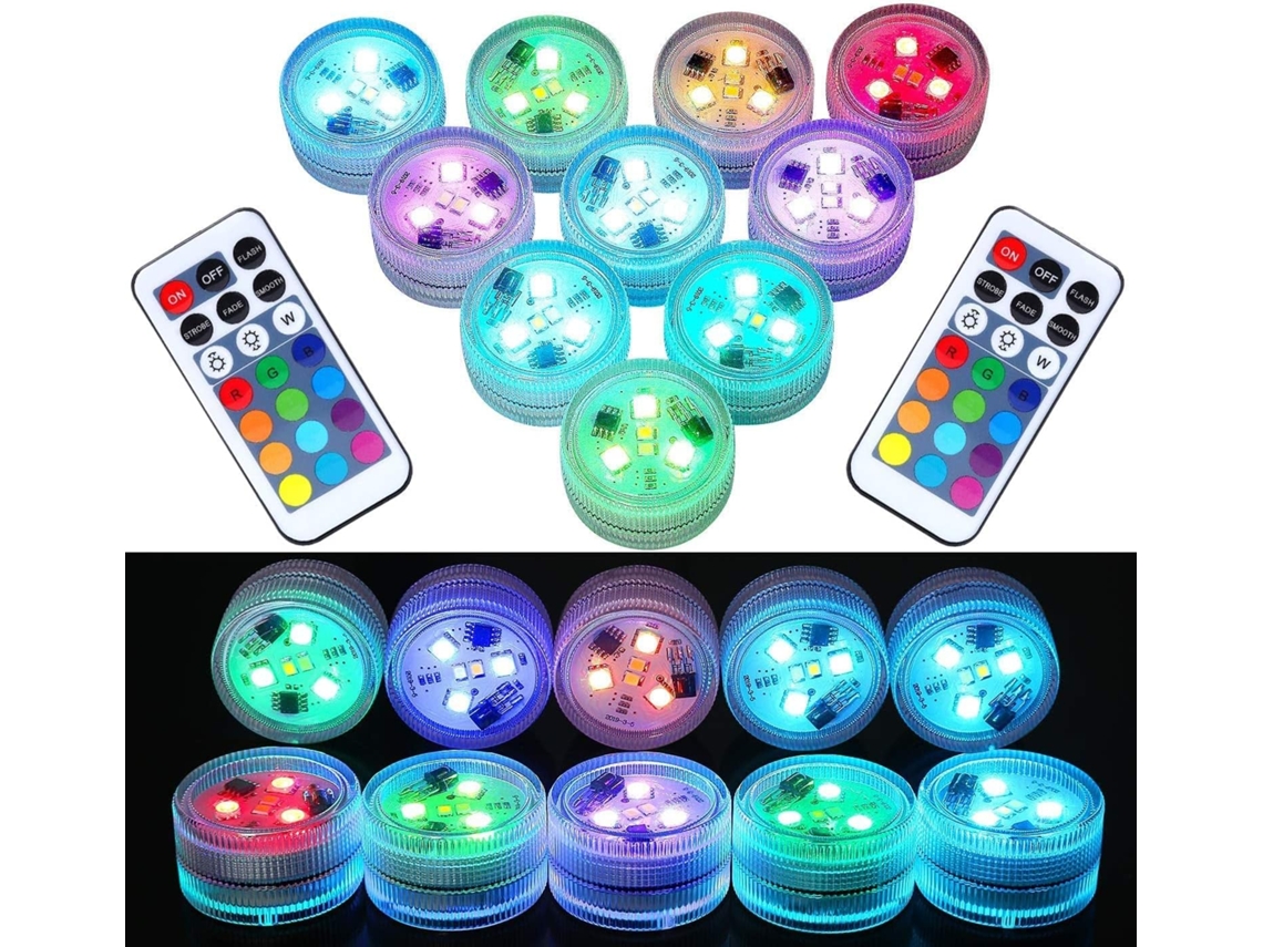 Luz Led Subaquática, 10 Unidades, Rgb, Resistente À Água, Para Ambientes Húmidos E Uso Decorativo